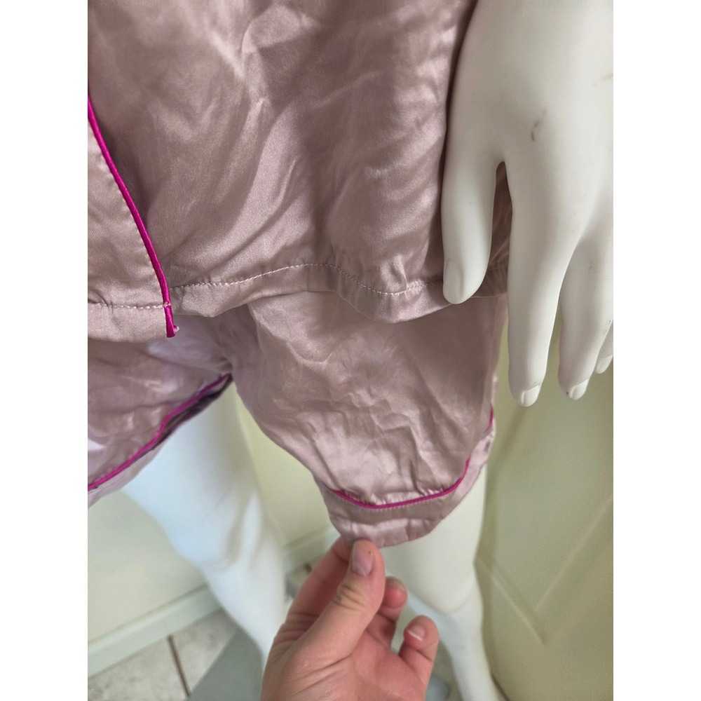 Silksilky 100% Silk Pajama Set Womens Medium Dusty Rose Pink Short Sleeve Shorts - Picture 4 of 12